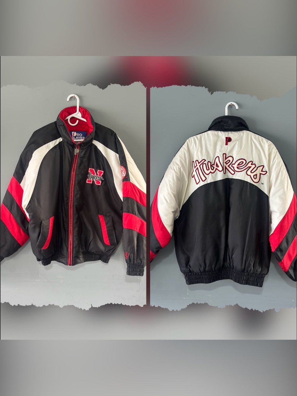 Vintage Pro Player Nebraska Cornhuskers Puffer Coat Vtg 90s Size Large